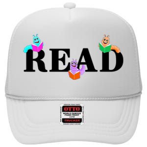 Read Cute Book Worms High Crown Mesh Back Trucker Hat