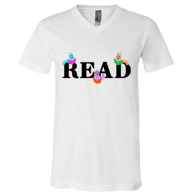 Read Cute Book Worms V-Neck T-Shirt