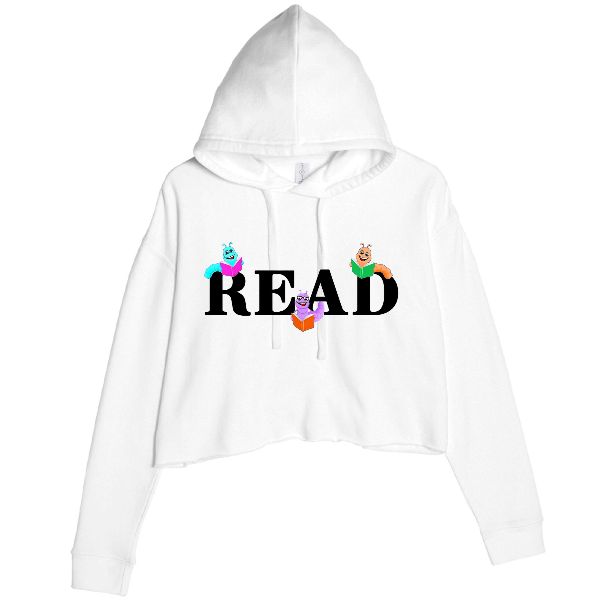 Read Cute Book Worms Crop Fleece Hoodie