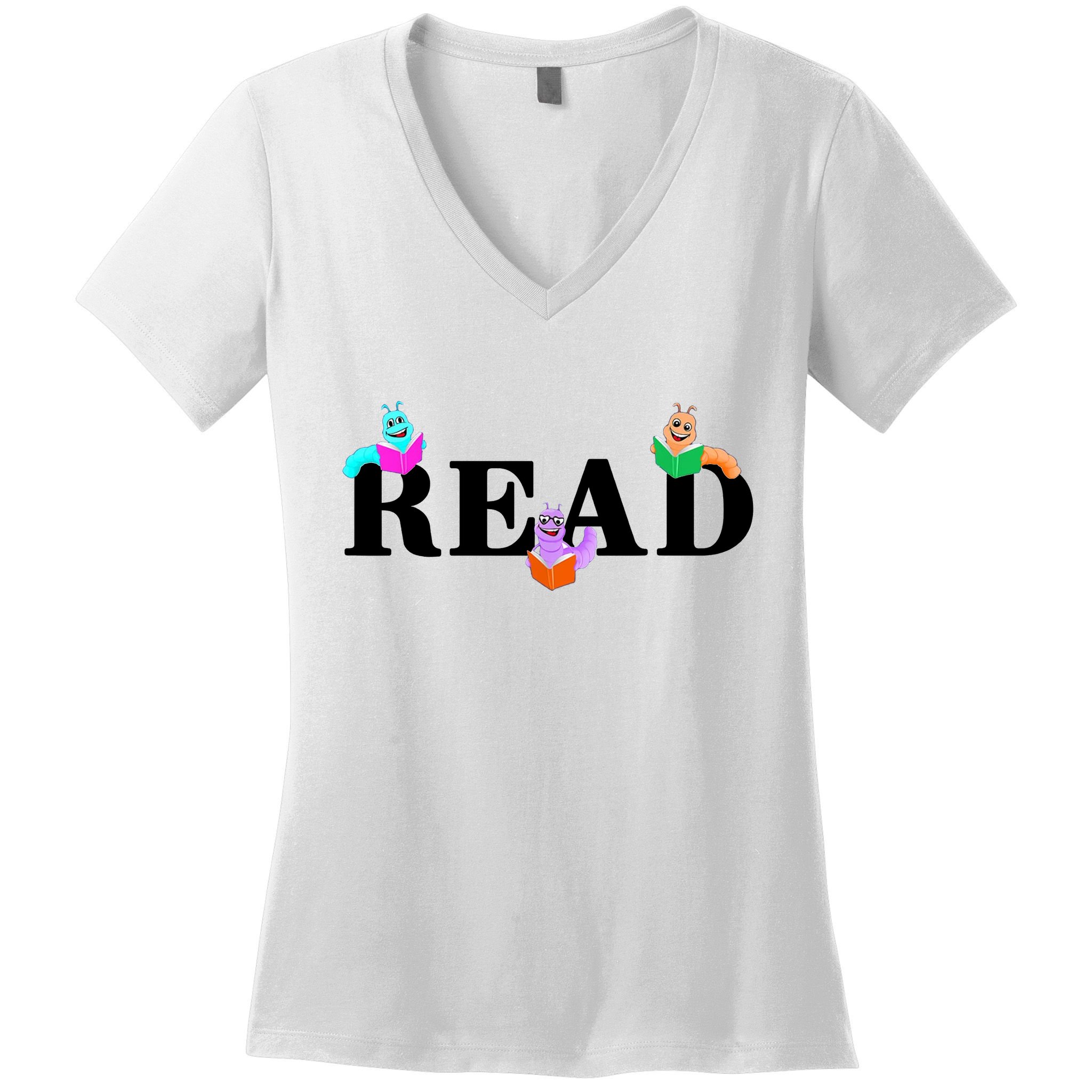 Read Cute Book Worms Women's V-Neck T-Shirt