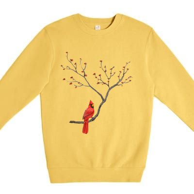 Red Cardinal Bird Lovers Birdwatching Birding Vintage Gift Cute Gift Premium Crewneck Sweatshirt