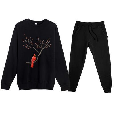 Red Cardinal Bird Lovers Birdwatching Birding Vintage Gift Cute Gift Premium Crewneck Sweatsuit Set