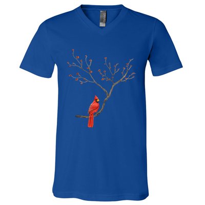 Red Cardinal Bird Lovers Birdwatching Birding Vintage Gift Cute Gift V-Neck T-Shirt