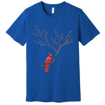 Red Cardinal Bird Lovers Birdwatching Birding Vintage Gift Cute Gift Premium T-Shirt