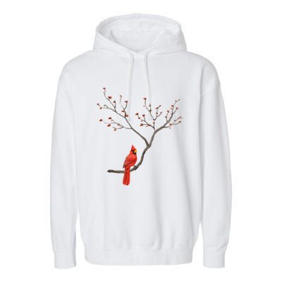 Red Cardinal Bird Lovers Birdwatching Birding Vintage Gift Cute Gift Garment-Dyed Fleece Hoodie