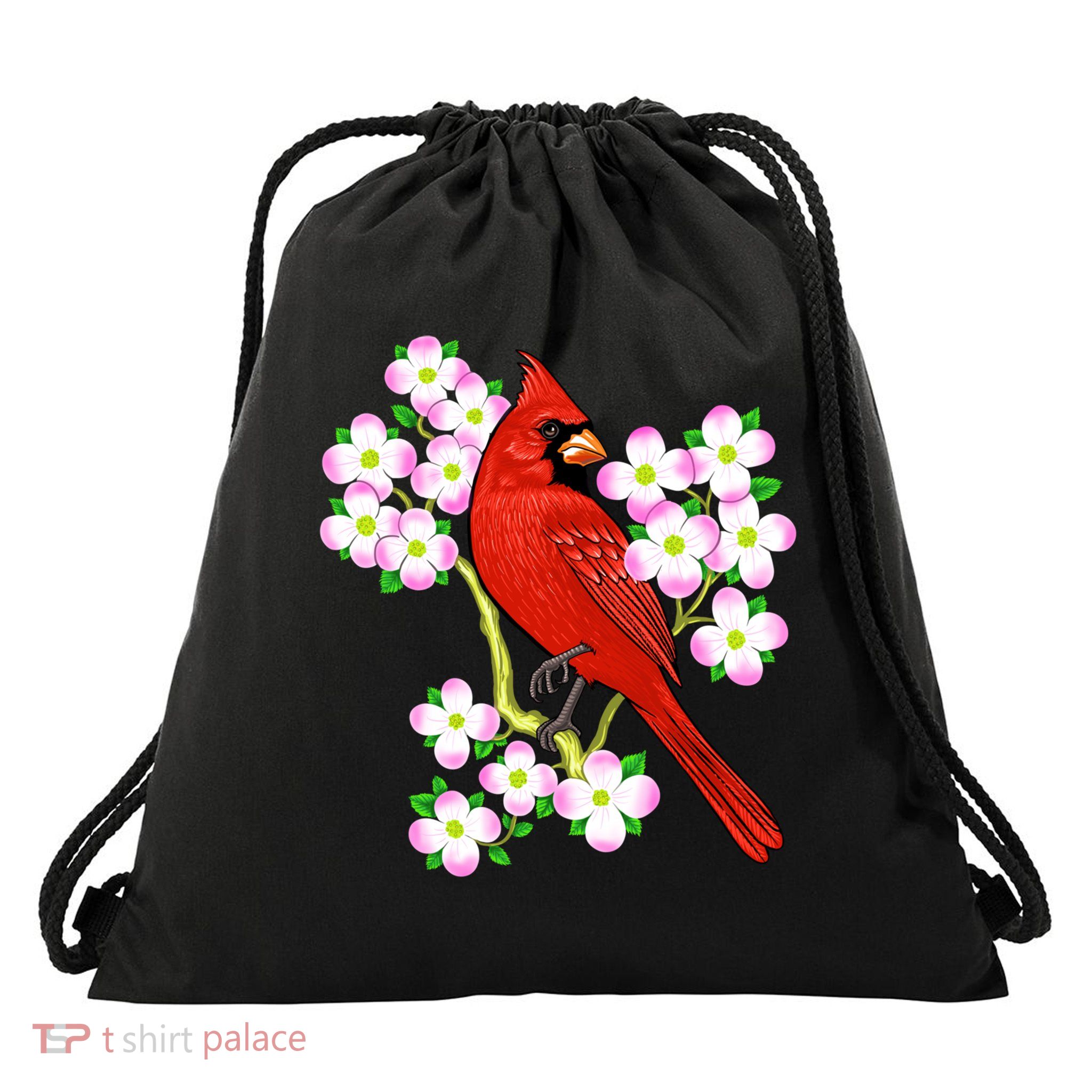 Red Cardinal Bird Dogwood Flower North Carolina Virginia Great Gift Drawstring Bag