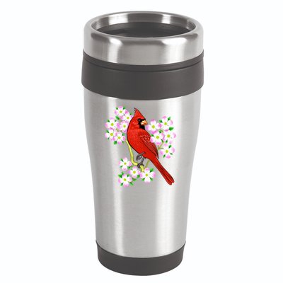 Red Cardinal Bird Dogwood Flower North Carolina Virginia Great Gift 16oz Travel Tumbler