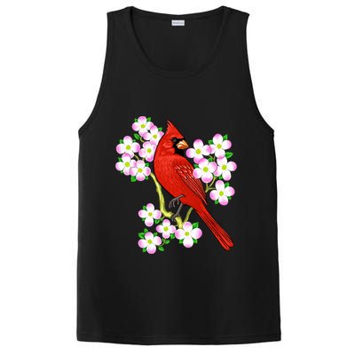 Red Cardinal Bird Dogwood Flower North Carolina Virginia Great Gift PosiCharge Competitor Tank