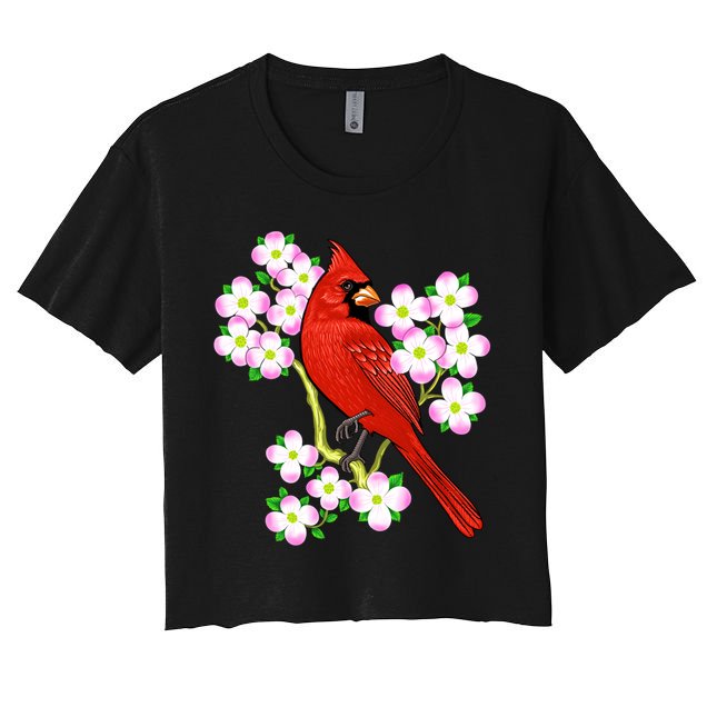 Red Cardinal Bird Dogwood Flower North Carolina Virginia Great Gift Crop Top