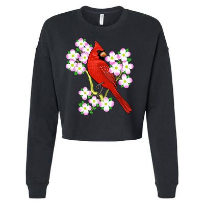 Red Cardinal Bird Dogwood Flower North Carolina Virginia Great Gift Cropped Pullover Crew