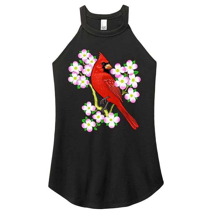 Red Cardinal Bird Dogwood Flower North Carolina Virginia Great Gift Women's Perfect Tri Rocker Tank