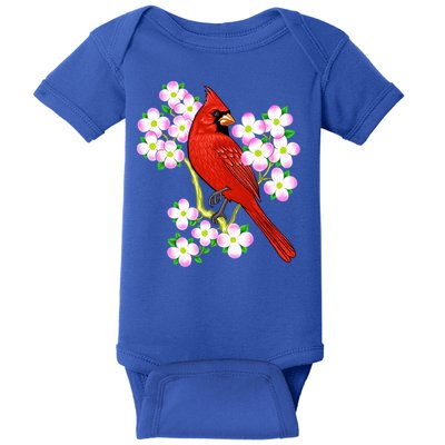 Red Cardinal Bird Dogwood Flower North Carolina Virginia Great Gift Baby Bodysuit