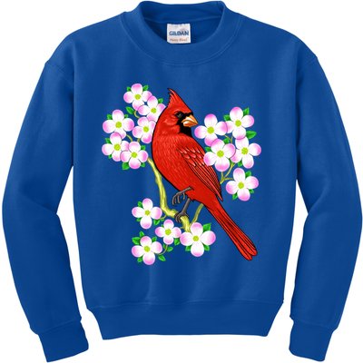 Red Cardinal Bird Dogwood Flower North Carolina Virginia Great Gift Kids Sweatshirt