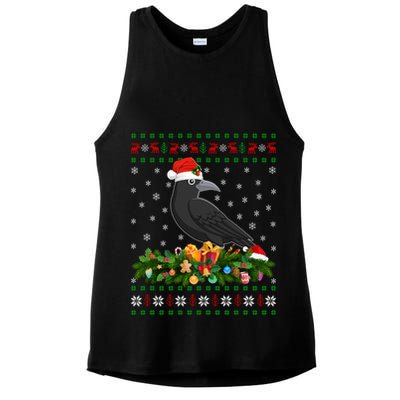Raven Crow Bird Lover Xmas Santa Hat Ugly Crow Christmas Gift Ladies PosiCharge Tri-Blend Wicking Tank