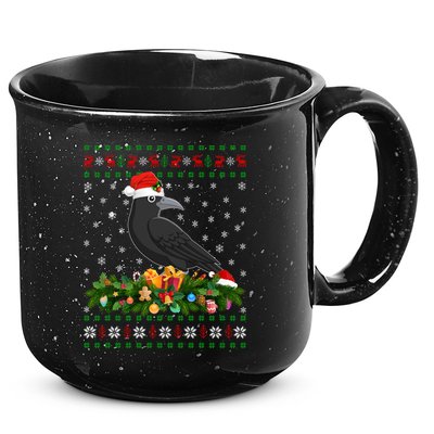 Raven Crow Bird Lover Xmas Santa Hat Ugly Crow Christmas Gift 15oz Campfire Ceramic Mug