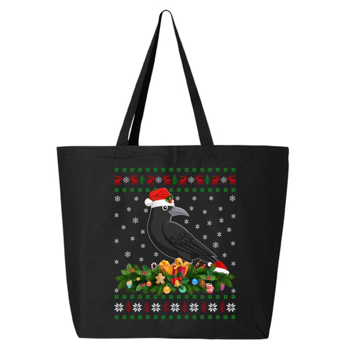Raven Crow Bird Lover Xmas Santa Hat Ugly Crow Christmas Gift 25L Jumbo Tote