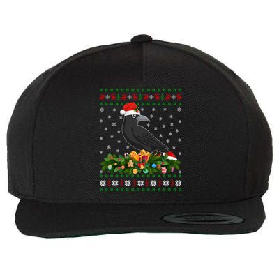 Raven Crow Bird Lover Xmas Santa Hat Ugly Crow Christmas Gift Wool Snapback Cap