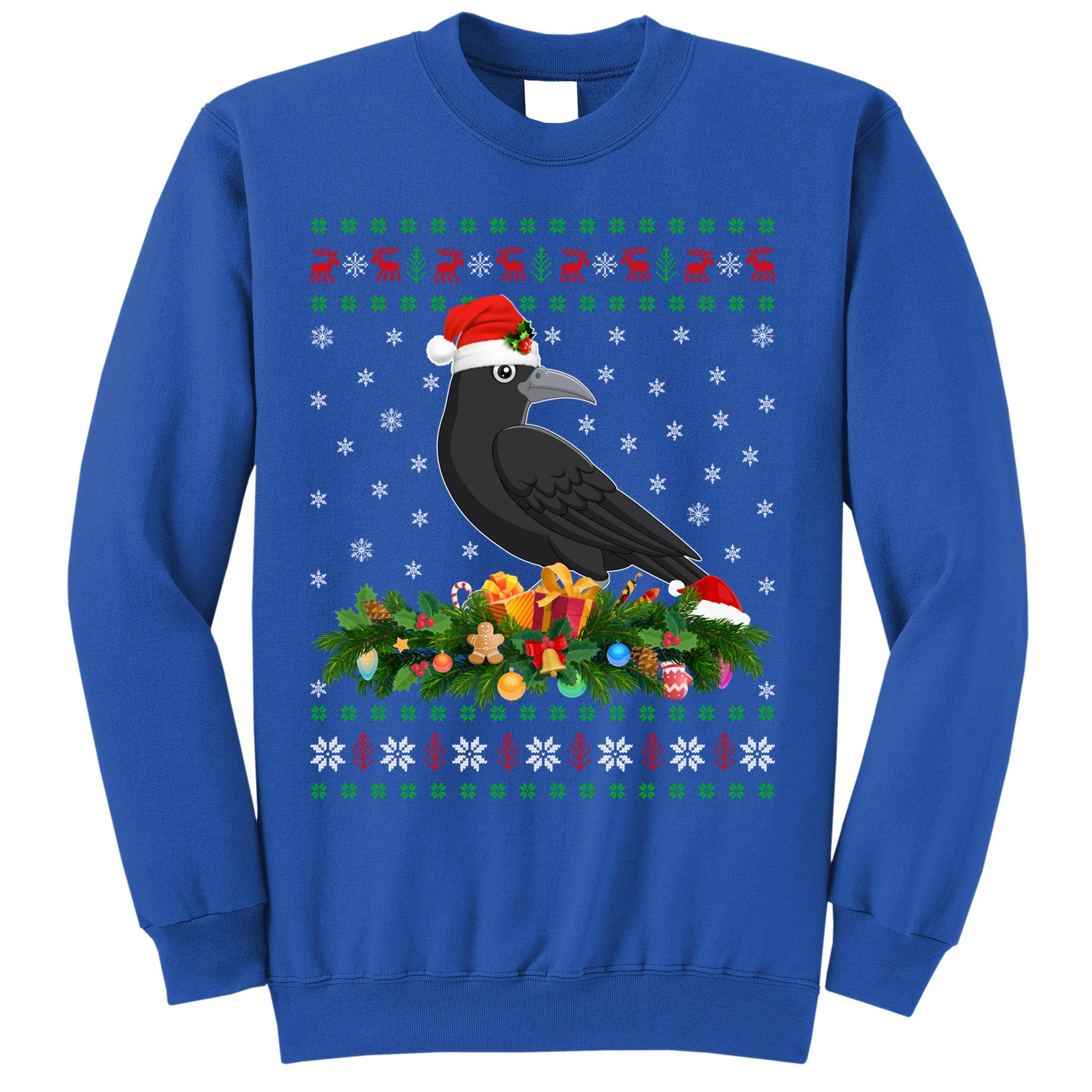 Raven Crow Bird Lover Xmas Santa Hat Ugly Crow Christmas Gift Sweatshirt
