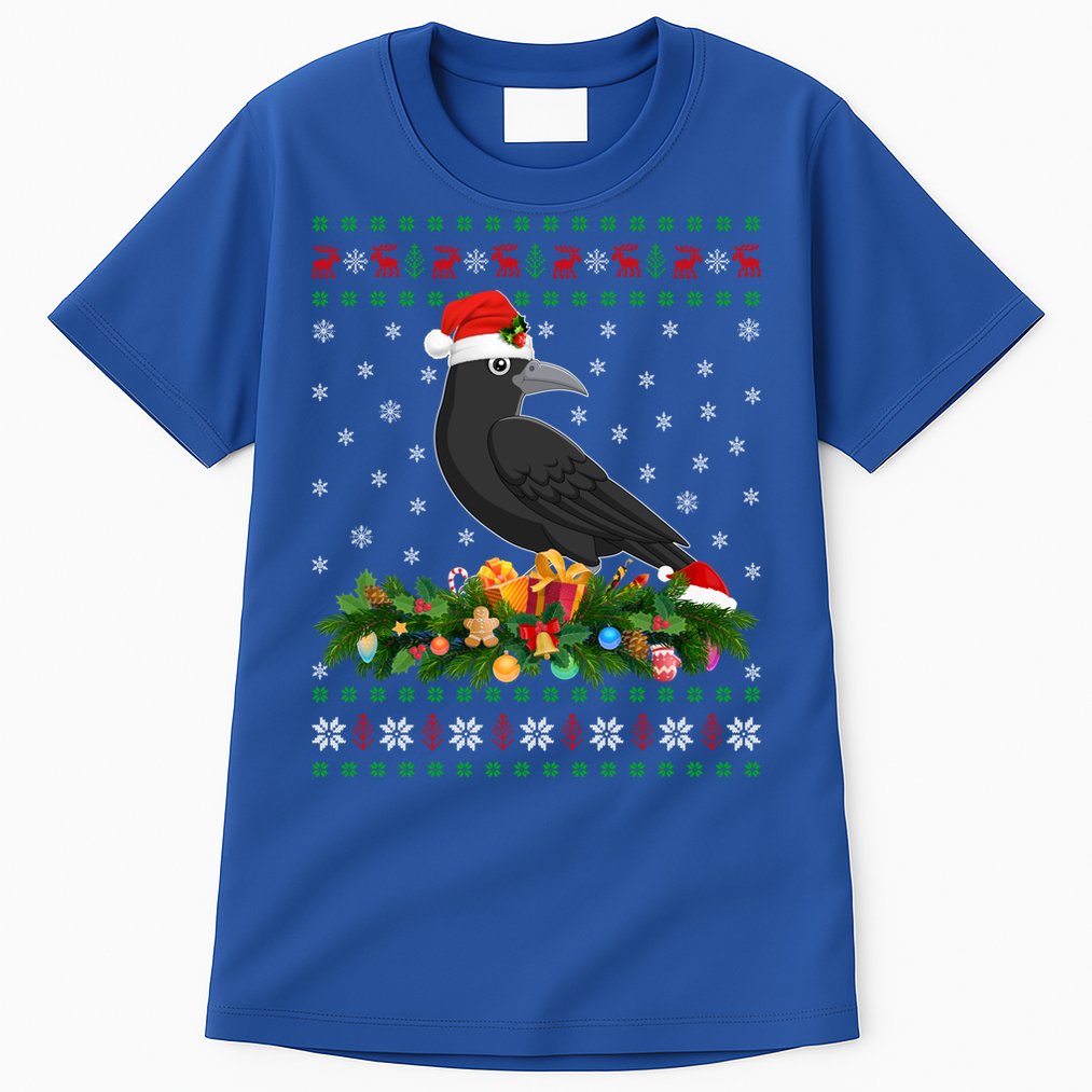 Raven Crow Bird Lover Xmas Santa Hat Ugly Crow Christmas Gift Tall T-Shirt