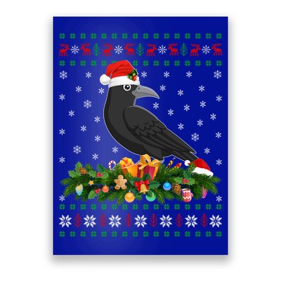 Raven Crow Bird Lover Xmas Santa Hat Ugly Crow Christmas Gift Poster