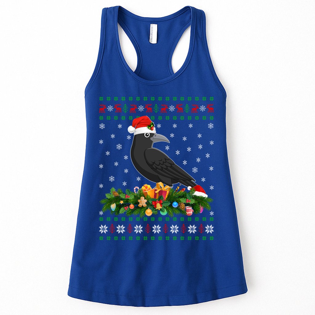 Raven Crow Bird Lover Xmas Santa Hat Ugly Crow Christmas Gift Womens Tank Top