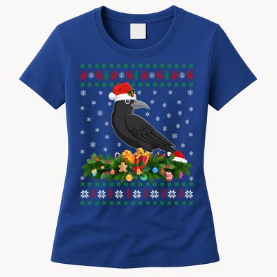Raven Crow Bird Lover Xmas Santa Hat Ugly Crow Christmas Gift Womens T-Shirt