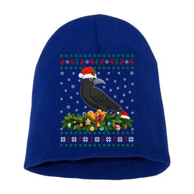 Raven Crow Bird Lover Xmas Santa Hat Ugly Crow Christmas Gift Short Acrylic Beanie