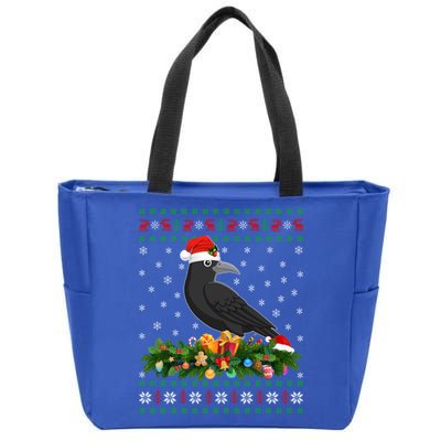 Raven Crow Bird Lover Xmas Santa Hat Ugly Crow Christmas Gift Zip Tote Bag