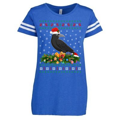 Raven Crow Bird Lover Xmas Santa Hat Ugly Crow Christmas Gift Enza Ladies Jersey Football T-Shirt