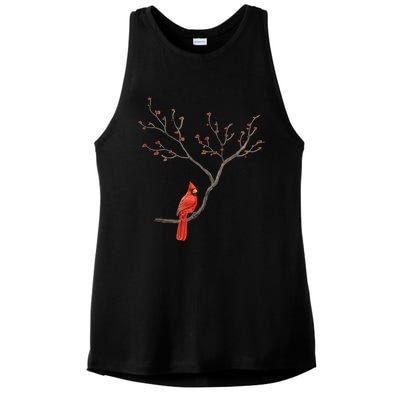 Red Cardinal Bird Lovers Birdwatching Birding Vintage Meaningful Gift Ladies PosiCharge Tri-Blend Wicking Tank