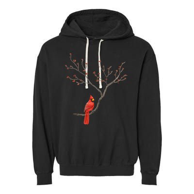 Red Cardinal Bird Lovers Birdwatching Birding Vintage Meaningful Gift Garment-Dyed Fleece Hoodie