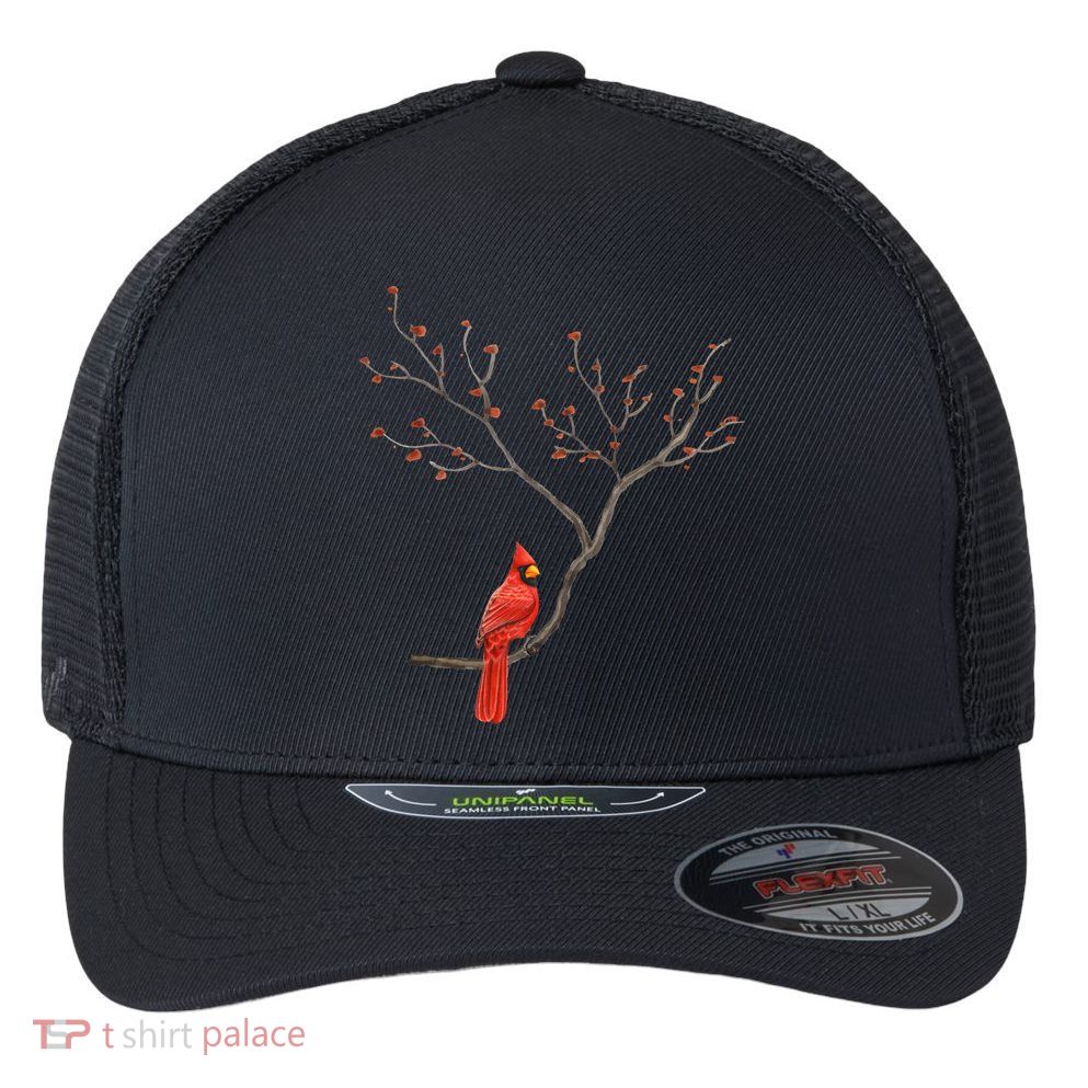 Red Cardinal Bird Lovers Birdwatching Birding Vintage Meaningful Gift Flexfit Unipanel Trucker Cap