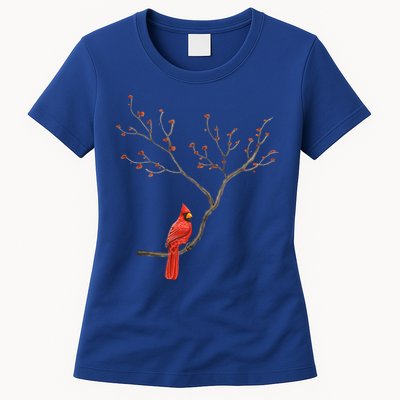 Red Cardinal Bird Lovers Birdwatching Birding Vintage Meaningful Gift Womens T-Shirt