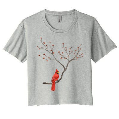 Red Cardinal Bird Lovers Birdwatching Birding Vintage Meaningful Gift Women's Crop Top Tee