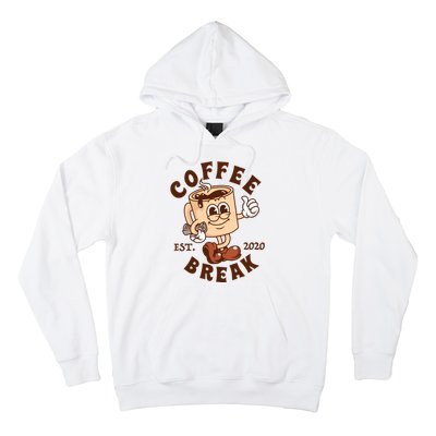 Retro Coffee Break Est 2020 Cartoon Logo Hoodie