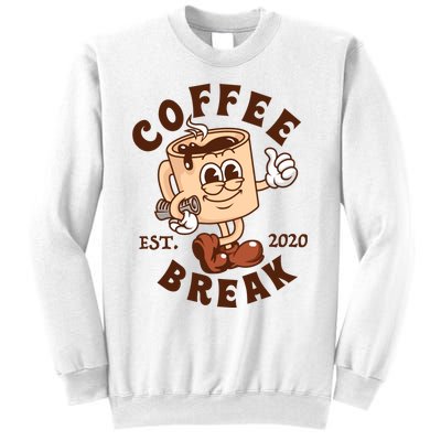 Retro Coffee Break Est 2020 Cartoon Logo Sweatshirt