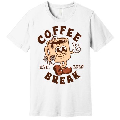 Retro Coffee Break Est 2020 Cartoon Logo Premium T-Shirt