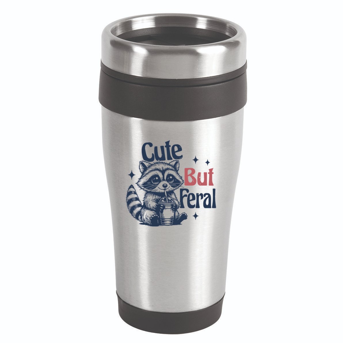 Raccoon Cute But Feral Vintage 16oz Travel Tumbler