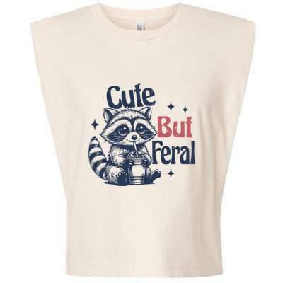 Raccoon Cute But Feral Vintage Garment-Dyed Women's Muscle Tee
