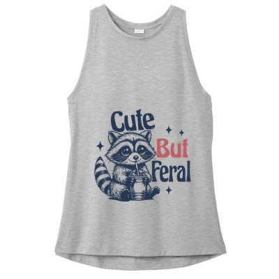 Raccoon Cute But Feral Vintage Ladies PosiCharge Tri-Blend Wicking Tank