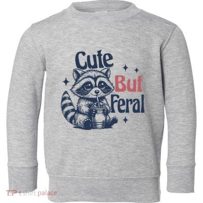 Raccoon Cute But Feral Vintage Toddler Sweatshirt