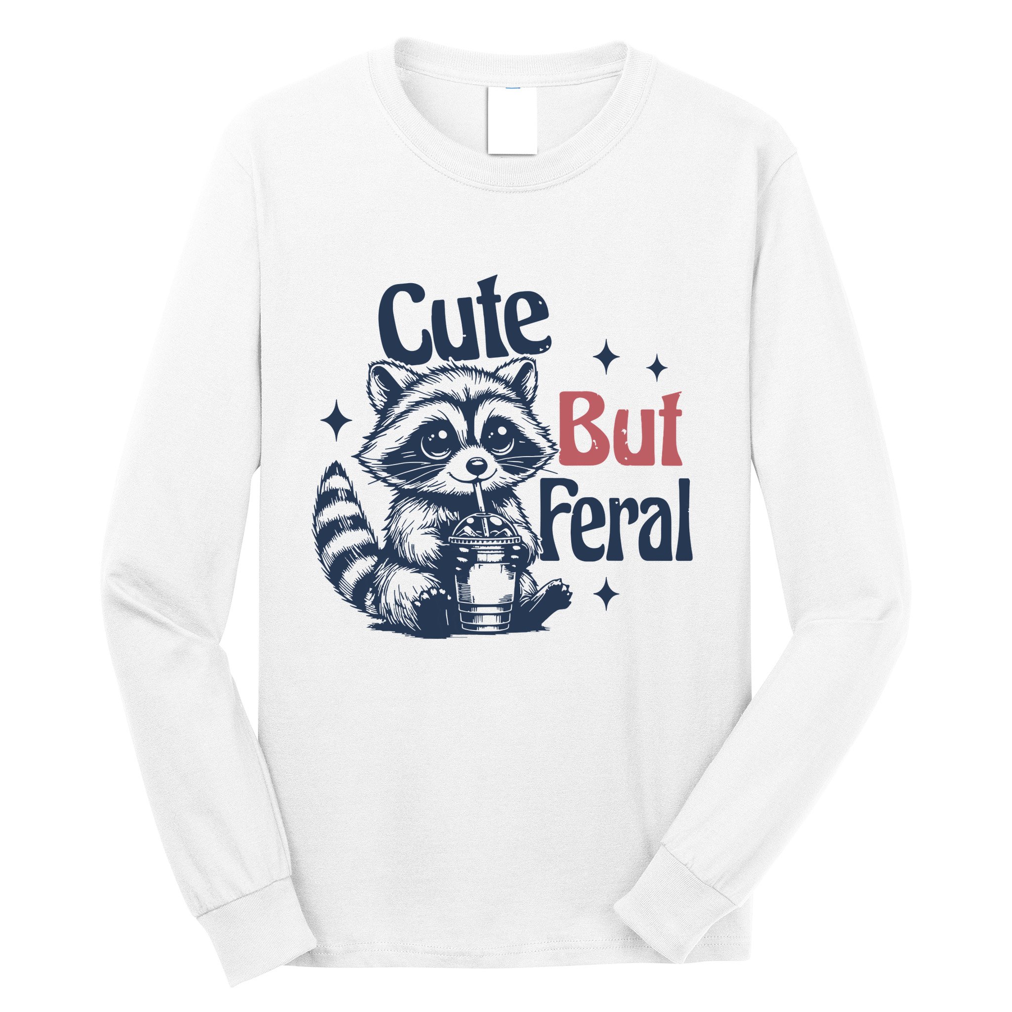 Raccoon Cute But Feral Vintage Long Sleeve Shirt