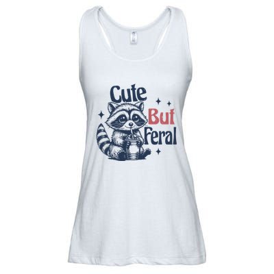Raccoon Cute But Feral Vintage Ladies Essential Flowy Tank