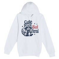 Raccoon Cute But Feral Vintage Premium Pullover Hoodie