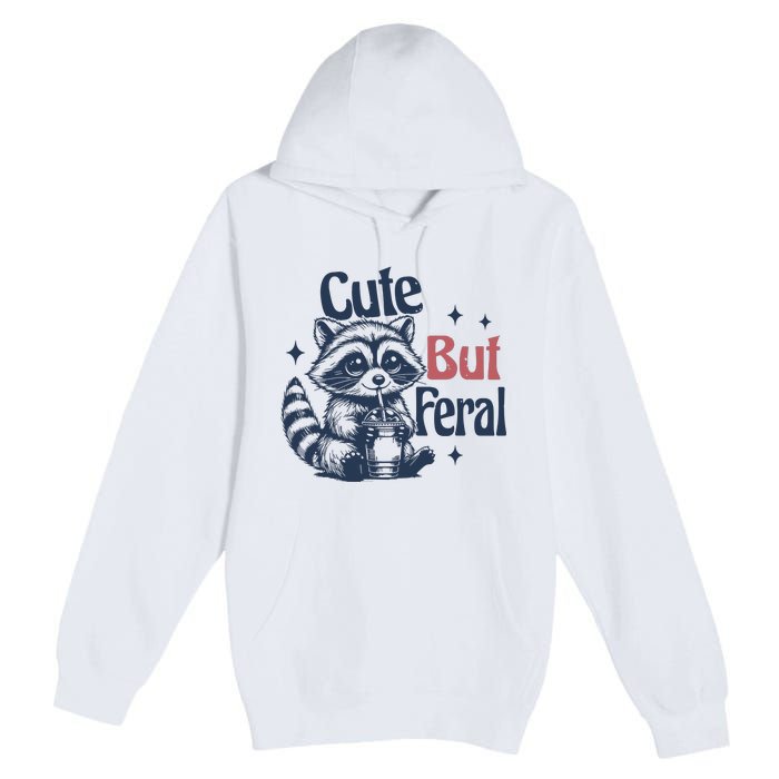 Raccoon Cute But Feral Vintage Premium Pullover Hoodie