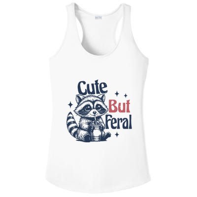 Raccoon Cute But Feral Vintage Ladies PosiCharge Competitor Racerback Tank