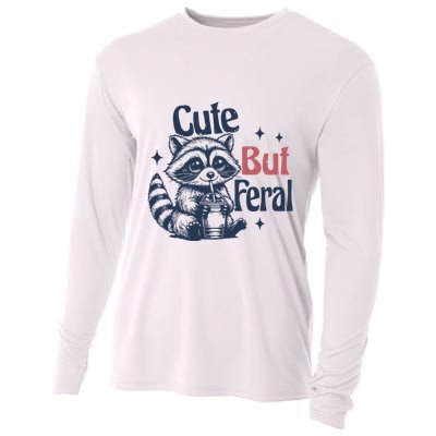 Raccoon Cute But Feral Vintage Cooling Performance Long Sleeve Crew