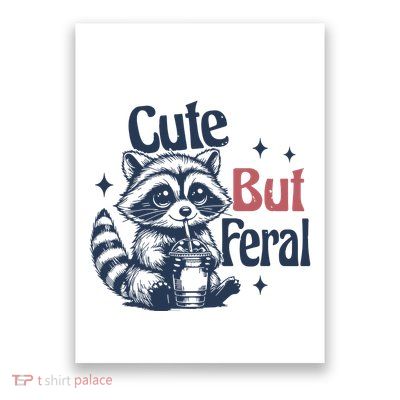 Raccoon Cute But Feral Vintage Poster