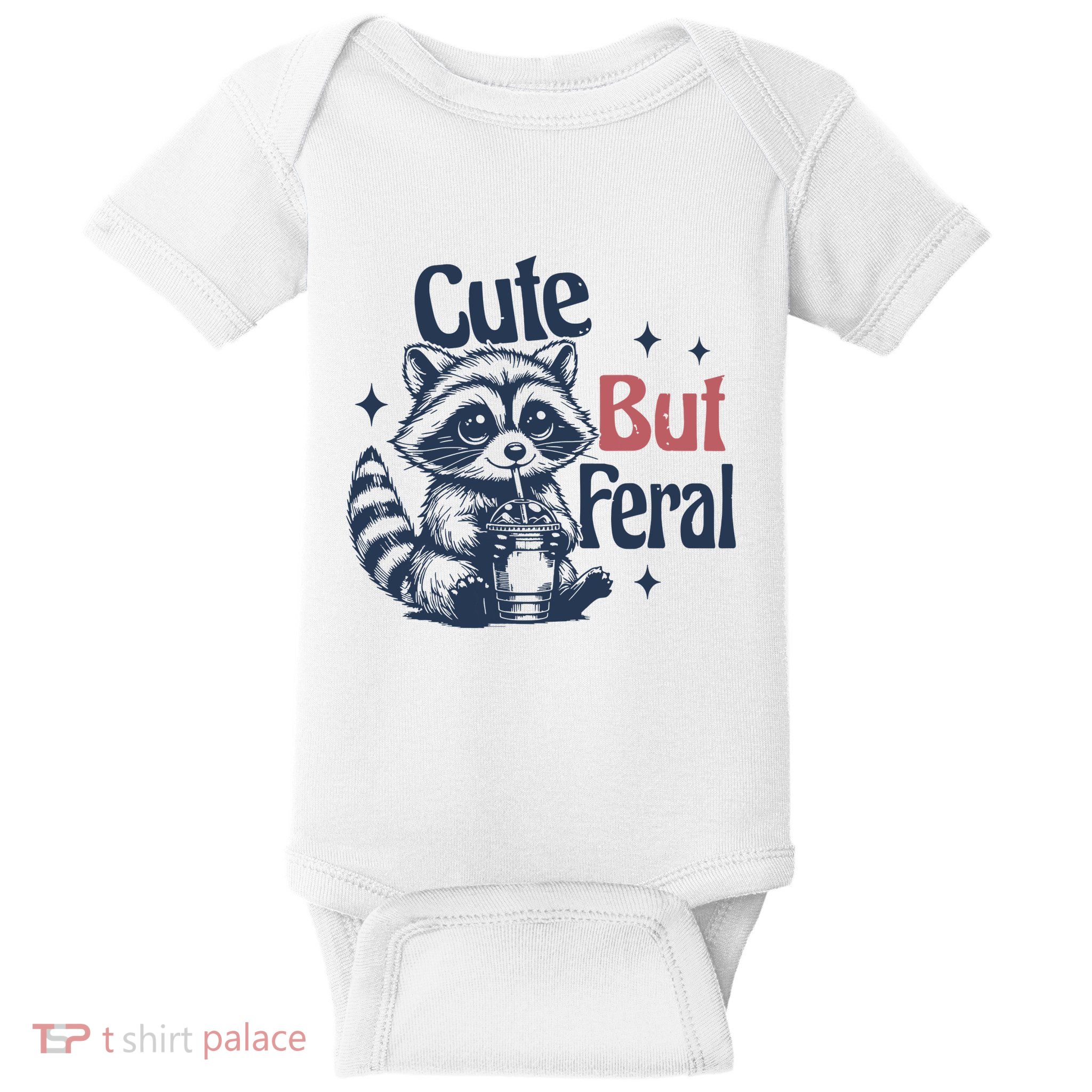 Raccoon Cute But Feral Vintage Baby Bodysuit