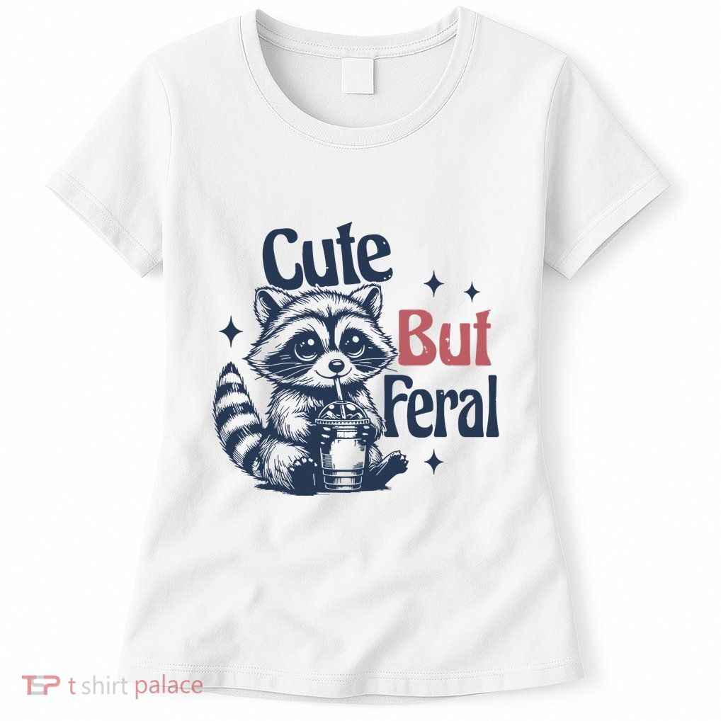 Raccoon Cute But Feral Vintage Womens T-Shirt